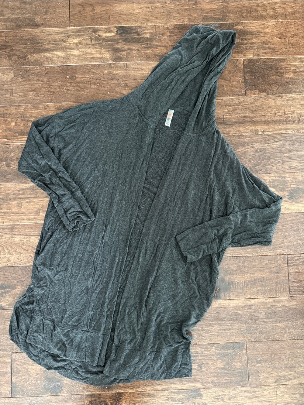 Mono B Dark Charcoal Hooded Open Cardigan